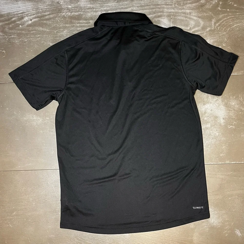 Adidas Black Athletic There Button Polo Short Sleeve Men’s Medium NWOT